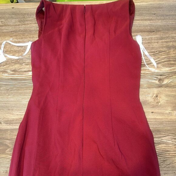 NWT Jenny Packham V Neck Crepe Column Gown Bridesmaid Dress Burgundy Sz 0. 17 - Picture 5 of 10